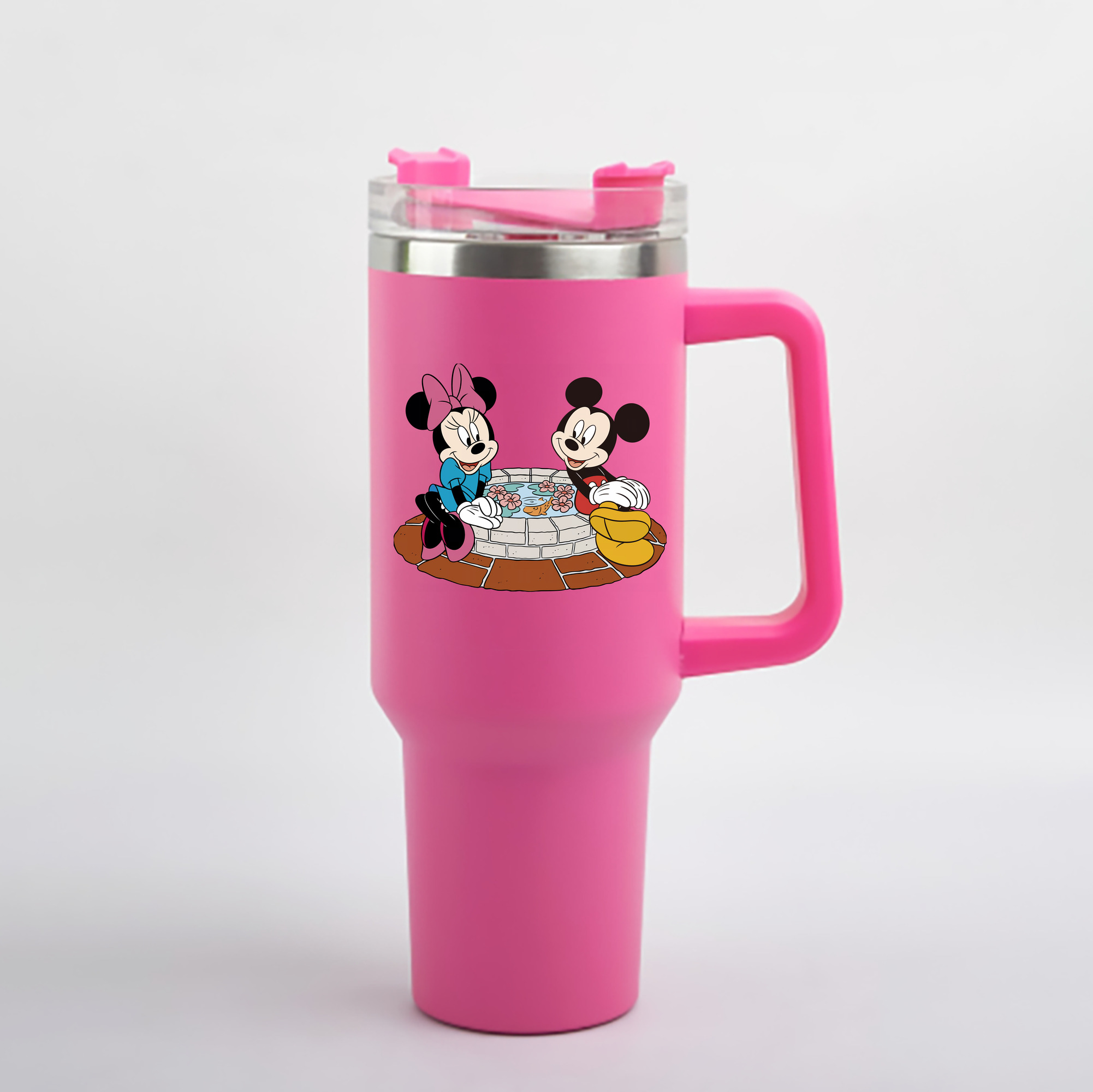 （画像用） ミッキーマウス Mickey Mouse 1200mL車用タンブラー - クリスタルステッカー（プラスチックストロー付き）
